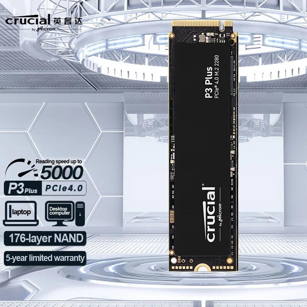 Crucial P3 Plus PCIe Gen4 3D NAND NVMe M.2 SSD, ִ 5000 MB/s, 1TB, 2TB